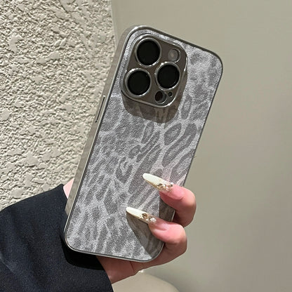 Luxury Plating Leopard Texture Leather Phone Case
