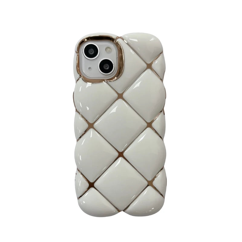 Plating 3D Plaid Diamond Pattern Candy Color Phone Case