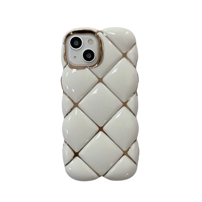 Plating 3D Plaid Diamond Pattern Candy Color Phone Case