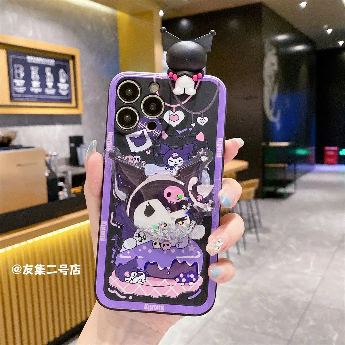 Sanrio Kuromi Phone Case with Shoulder Strap for iPhone