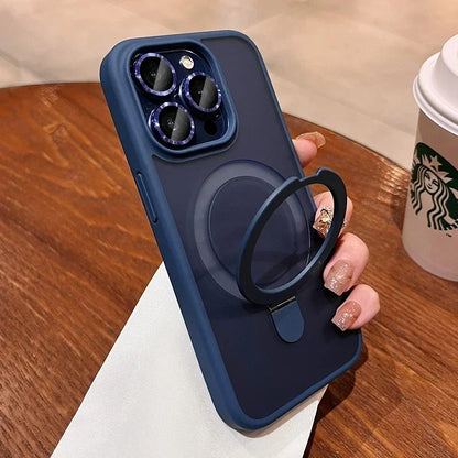 Matte Ring Holder Glass Lens Phone Case