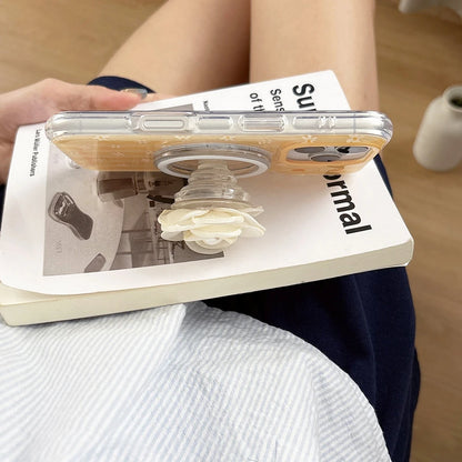 Lovely Flower Stripes Pattern Magnetic Grip Tok Phone Case