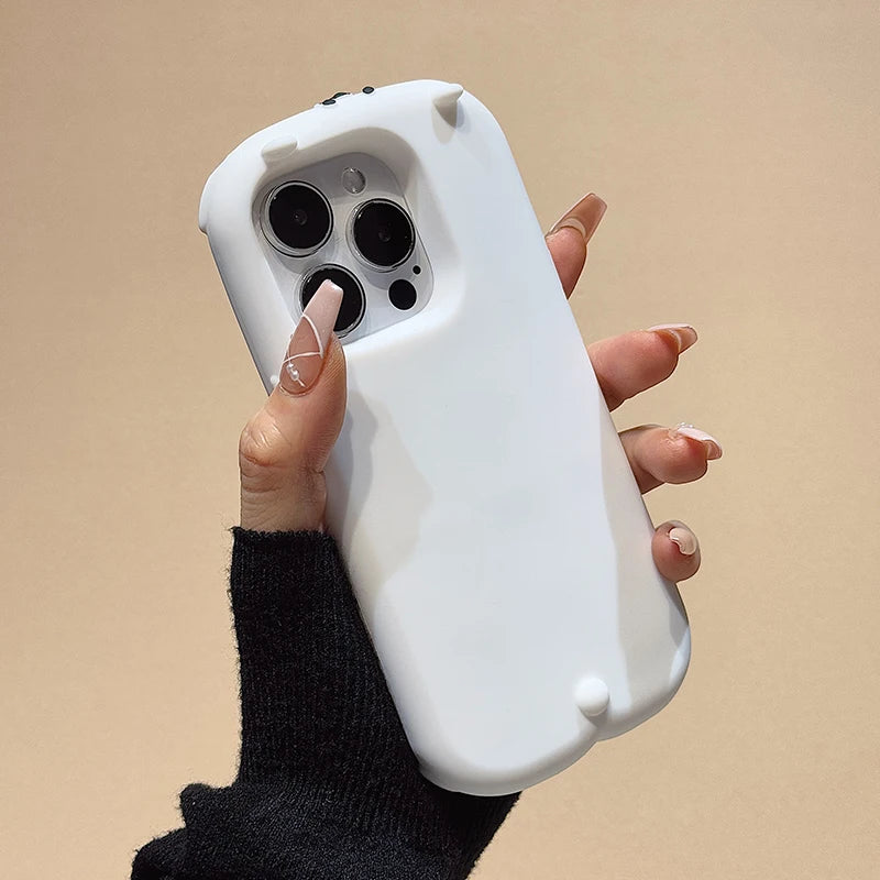 Cute 3D Bear White Soft Silicone Phone Case