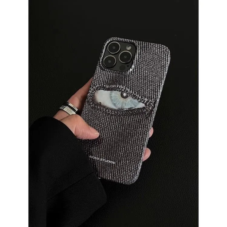 Creative INS Eye in Button Hole Creepy Monster Artistic Phone Case