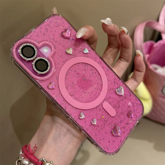 Glitter Love Heart Magsafe Case Phone