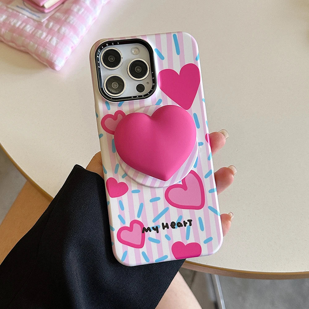 3D Cute Heart Magnetic Silicone Phone Case