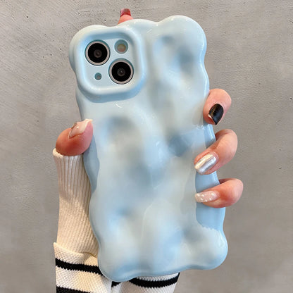 Ins Fashion Macaron Blue Wave Bubbles Phone Case