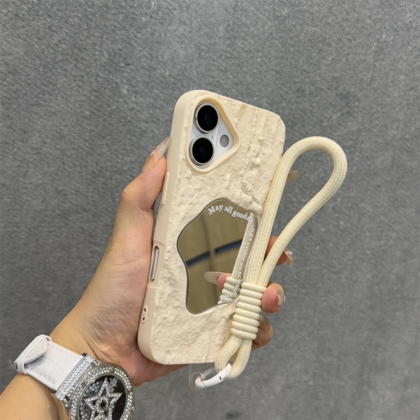 Fashion Silicone Wrinkle makeup mirror Phone Case