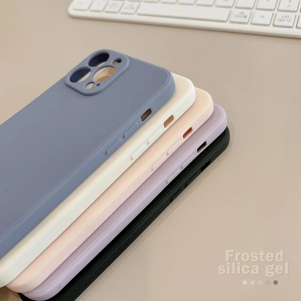 Soft Solid Color Silicone Matte Phone Case New