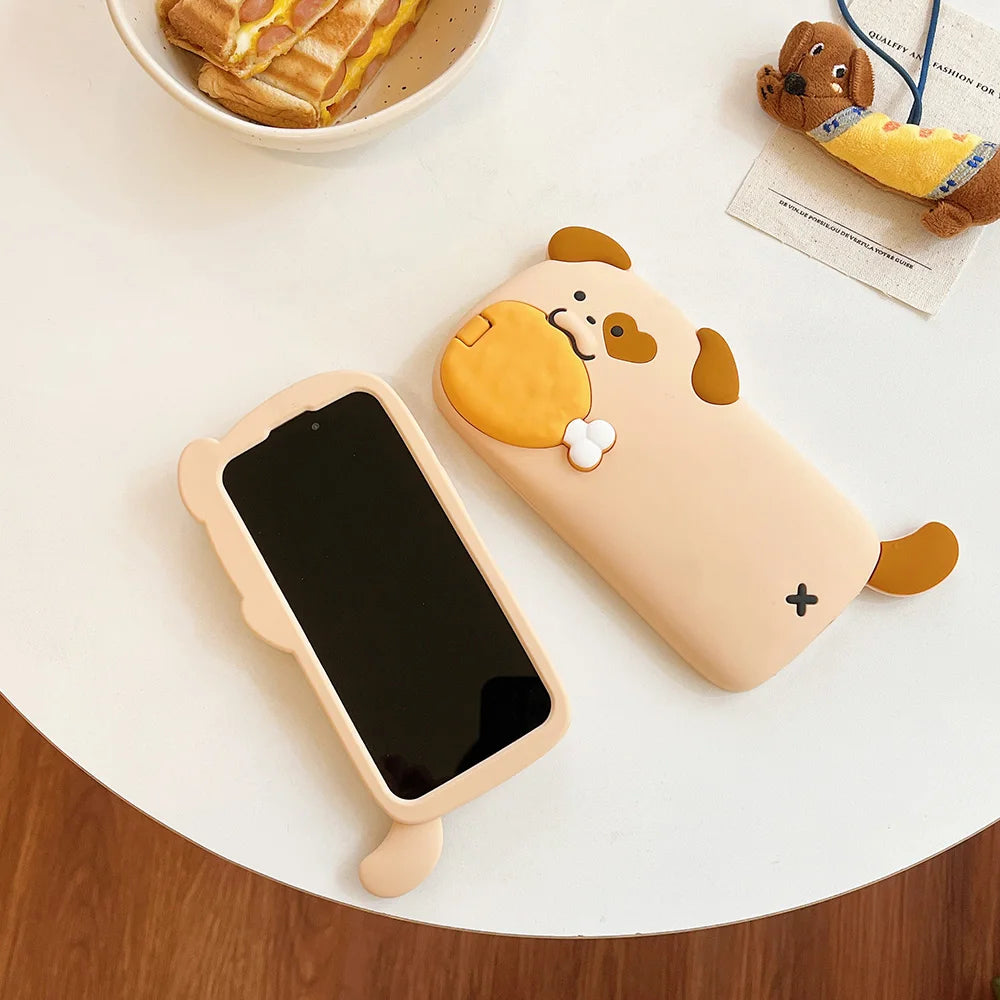 Funny Dog Eat Chicken Leg Soft Silicone Phone Case
