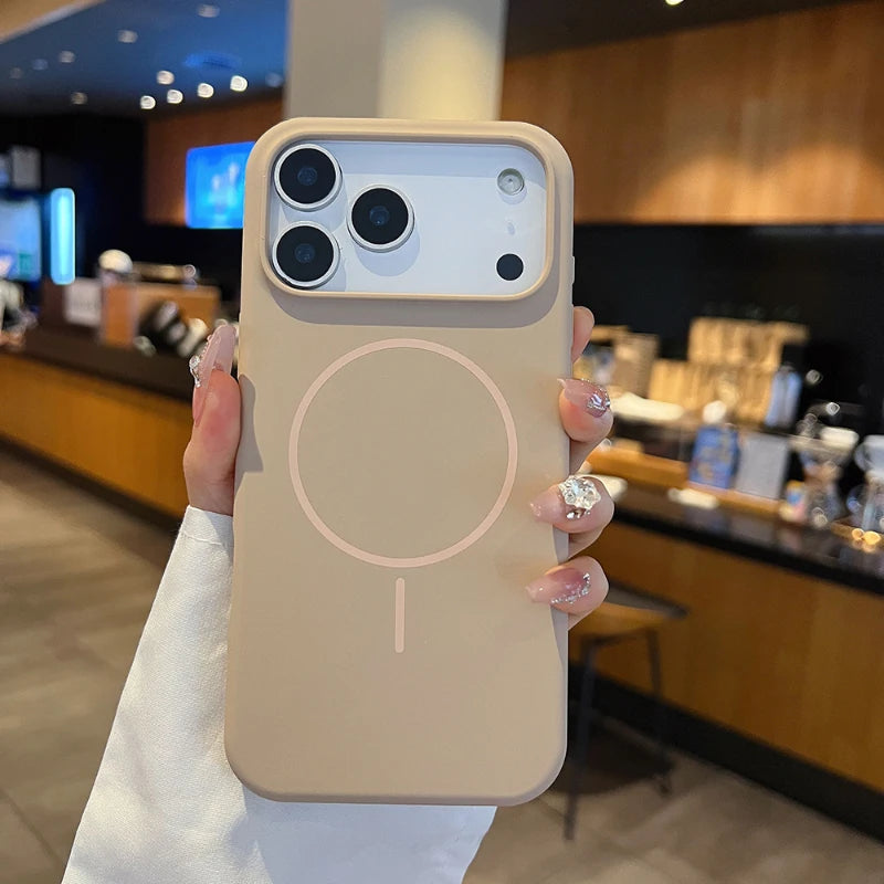 For Magsafe Magnetic Wireless Charging Luxury Solid Color Liquid Silicone Phone Case