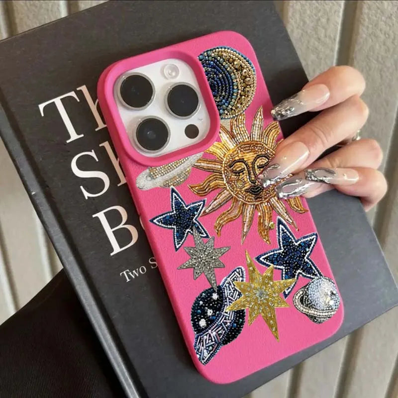 Mosaic Print Of Spaceships Stars Lichee Pattern Phone Case