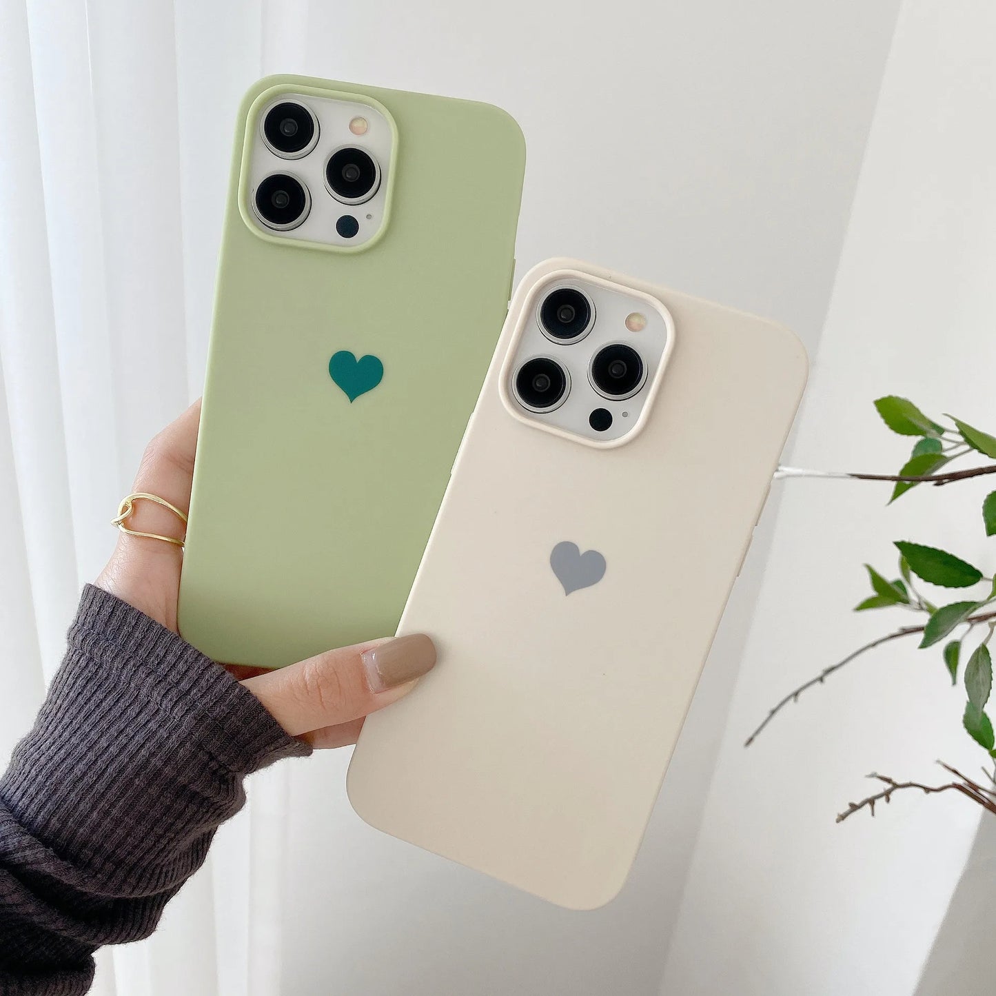 Matte Candy Color Love Heart Silicone TPU Soft Phone Case