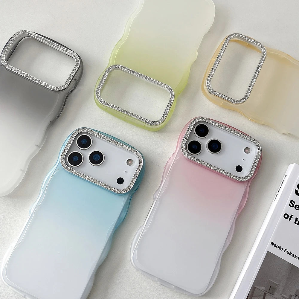 Simple Gradient Color Wave Edge Clear Phone Case