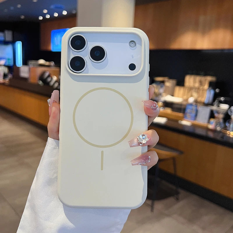 For Magsafe Magnetic Wireless Charging Luxury Solid Color Liquid Silicone Phone Case