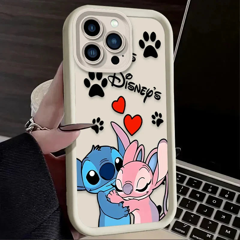 Disney Stitch Angel Silicone Phone Case for iPhone