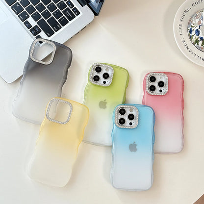 Simple Gradient Color Wave Edge Clear Phone Case