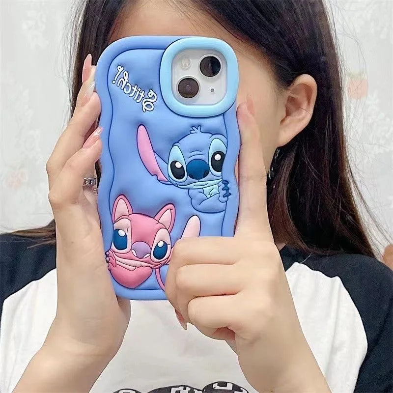 So Cute Stitch Cartoon Silicon Wave Side Soft Phone Case