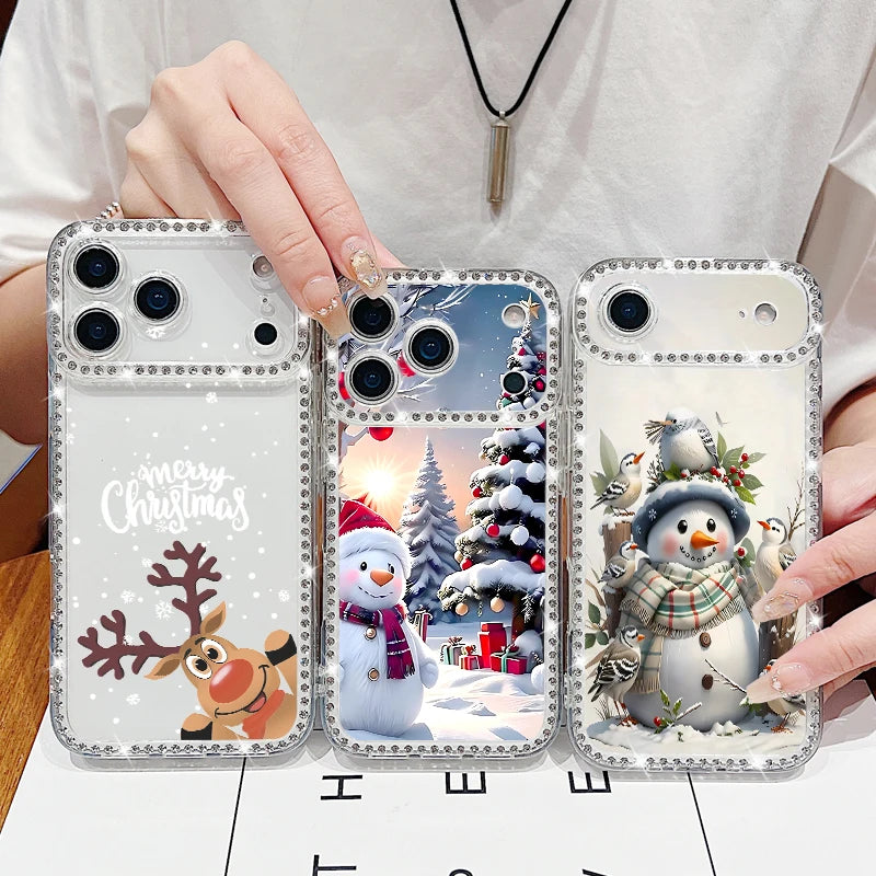 Phone Case Christmas Elk Santa Claus Diamond