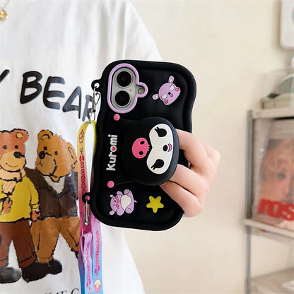 Kuromi Phone Case with Grip Holder for iPhone