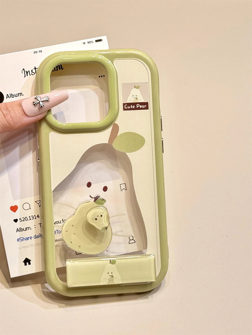 Cute Animal Fruits Series Rotating Stickers with Holder Phone Case