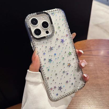Fashion Bling Glitter Diamond Star Transparent TPU Phone Case