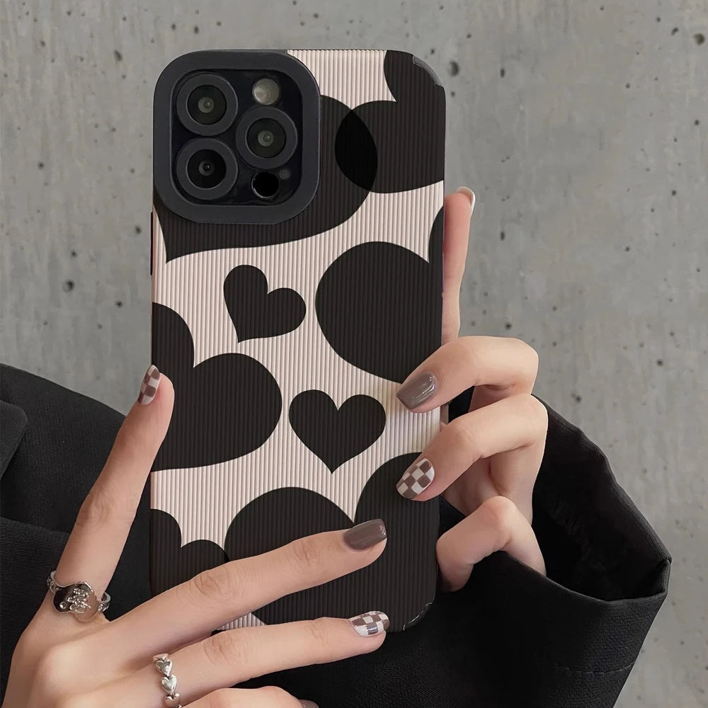 Fashion Black Love Heart Silicone Phone Case