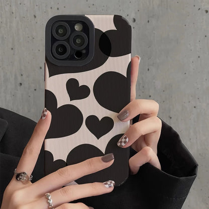 Fashion Black Love Heart Silicone Phone Case