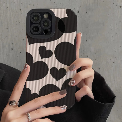 Fashion Black Love Heart Silicone Phone Case