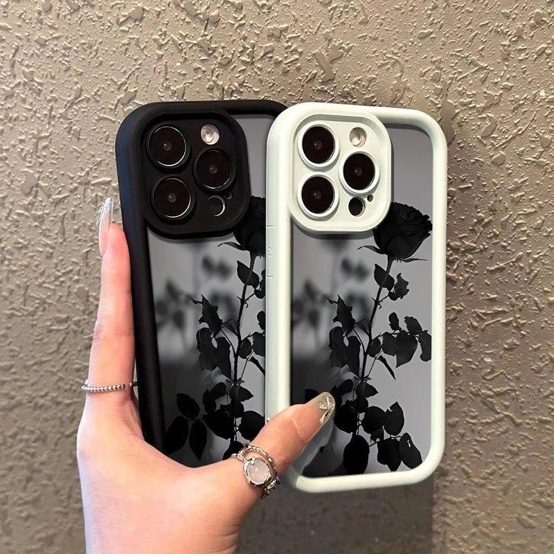 Minimalist Black Rose Pattern Phone Case