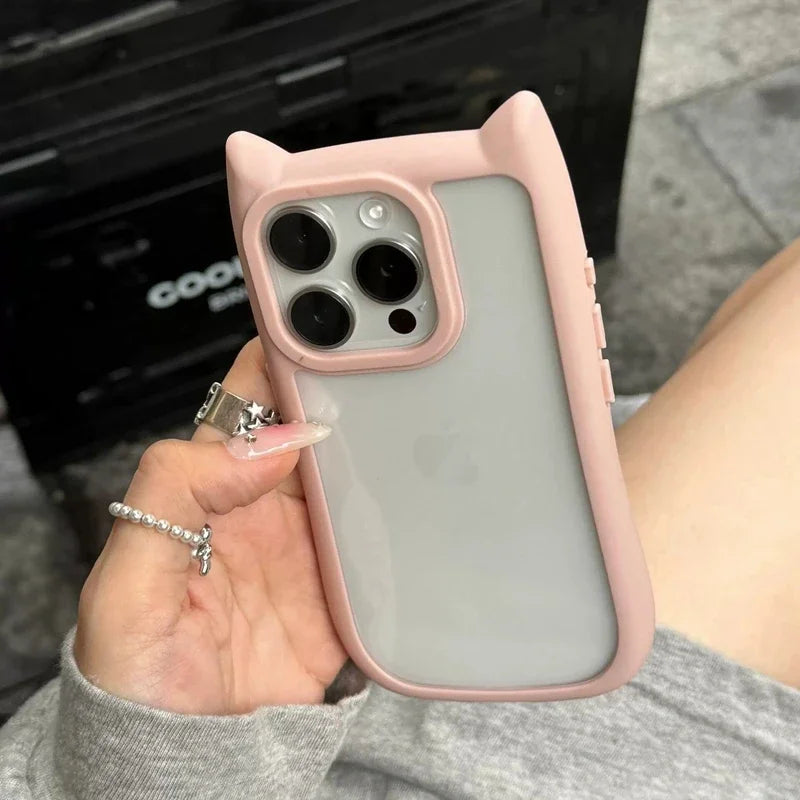 Cute Cat Ear Transparent Phone Case