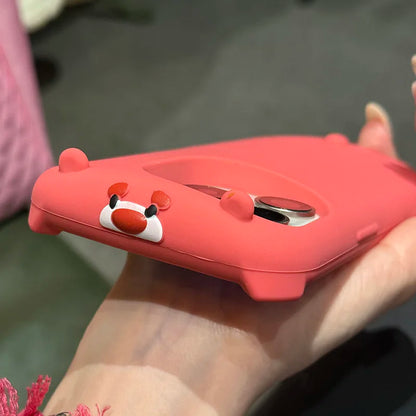 Fashion Red Cute 3D Bear Soft Silicone Phone Case