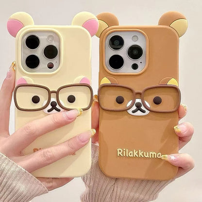 NEW Rilakkuma Bear Wear Glasses Phone Case