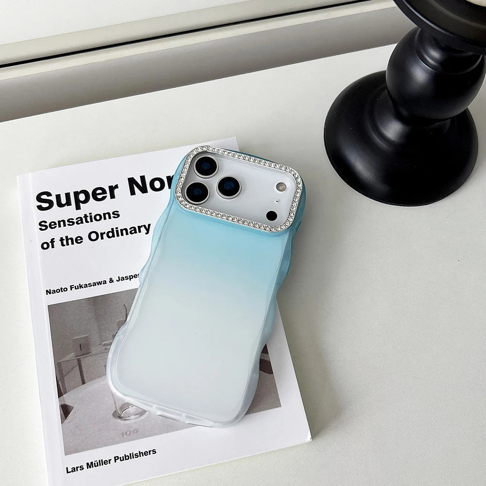 Simple Gradient Color Wave Edge Clear Phone Case