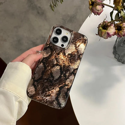 Personality Glossy Snake Skin Pattern Shockproof Protective Phone Cover Case