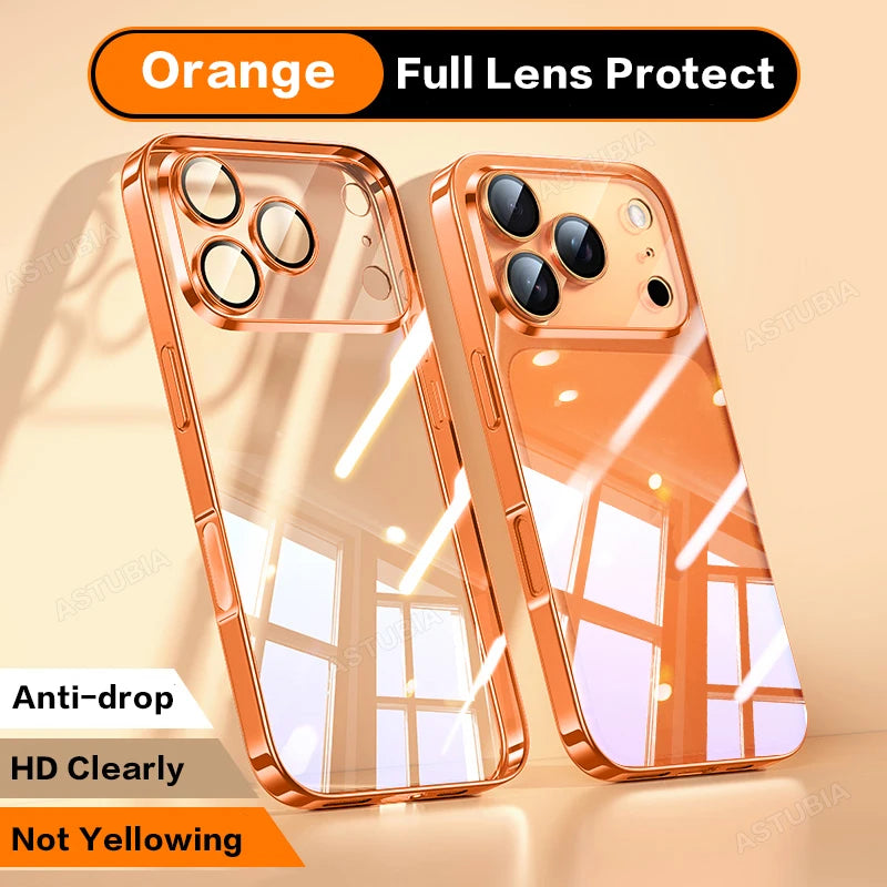 Luxury Plating TPU Orange Clear Phone Case