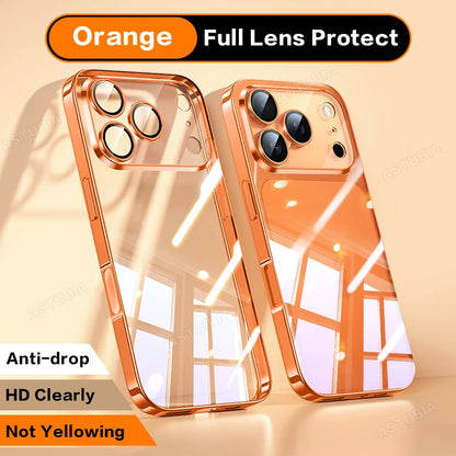 Luxury Plating TPU Orange Clear Phone Case