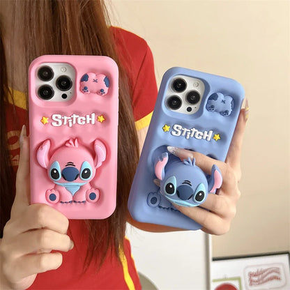 Cartoon Stitch Phone Case with Pop Holder for iPhone