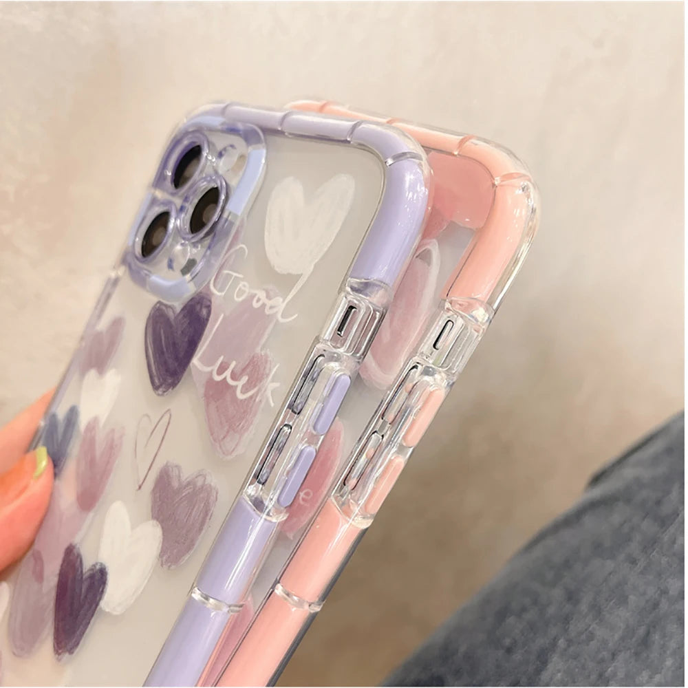 Cute Love Heart Soft Shockproof Bumper Transparent Phone Case