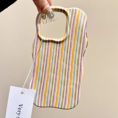 Luxury 2 in 1 Glossy Double Color Wave Stripes Phone Case