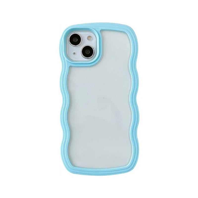 Simple Fashion Wave Frame Clear Shockproof Back Phone Case