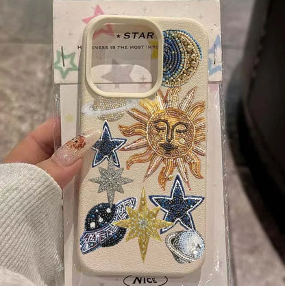 Mosaic Print Of Spaceships Stars Lichee Pattern Phone Case