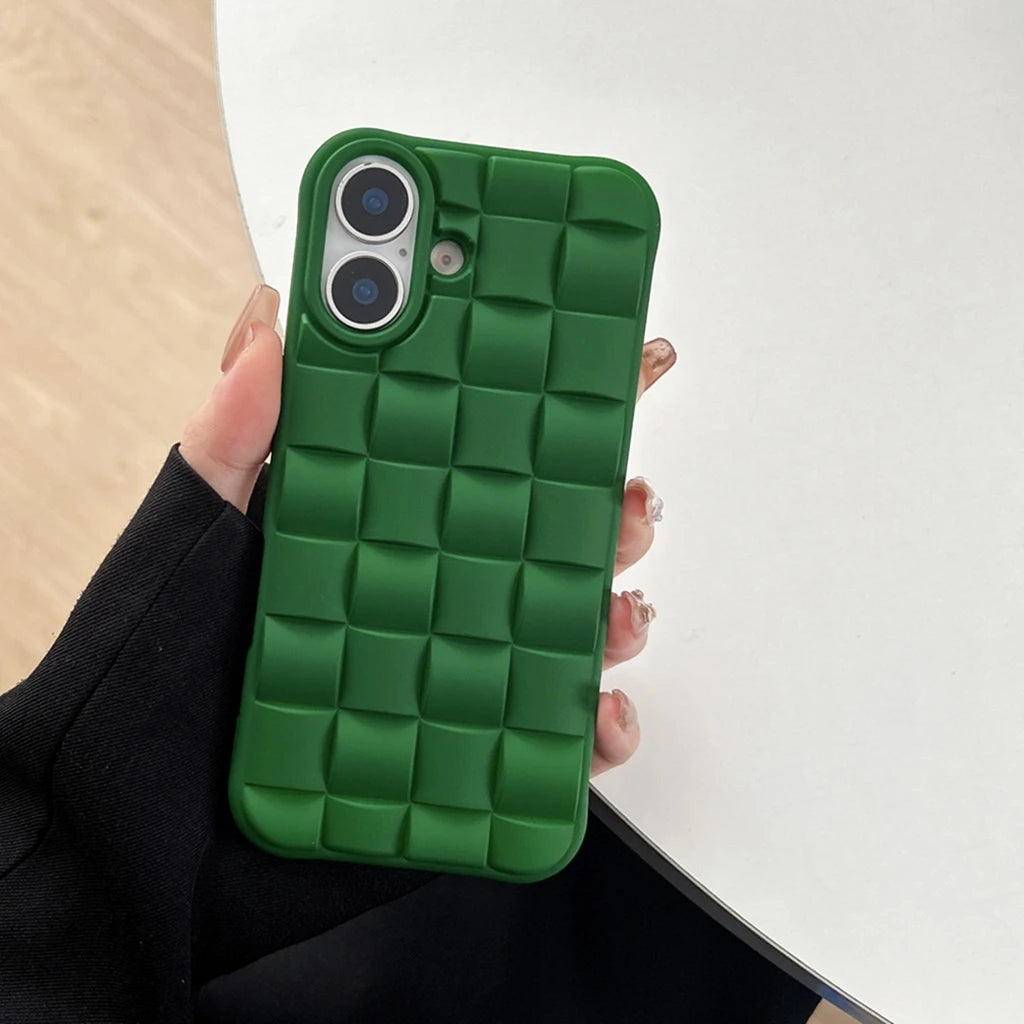 Personality Solid Color Matte Stereoscopic Weaving Pattern Shock Proof Phone Case