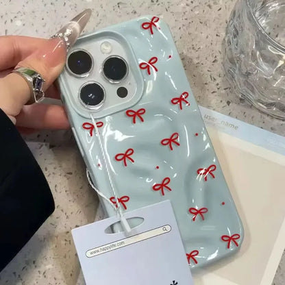 Pretty Red Bow Dots Folds Texture Phone Case