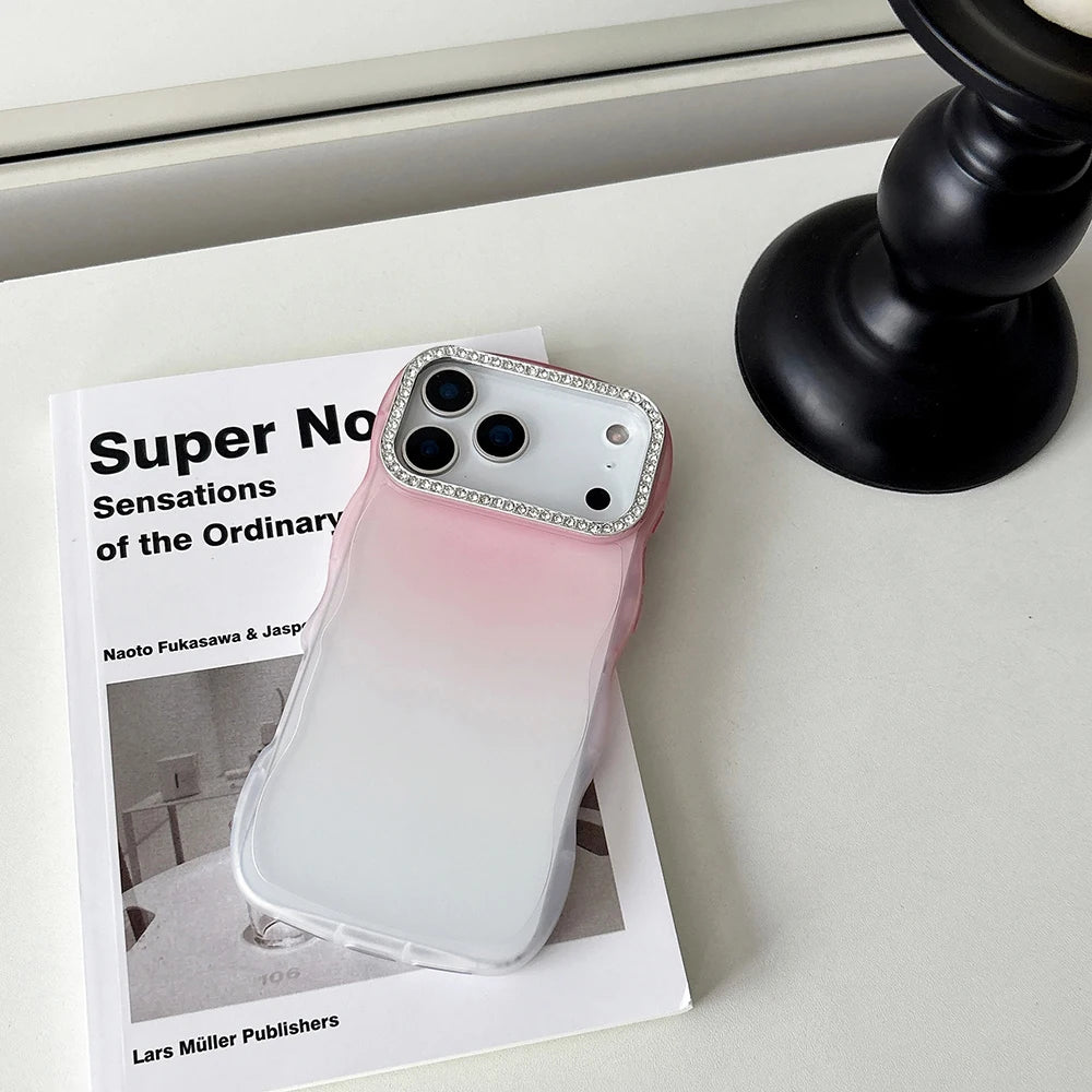 Simple Gradient Color Wave Edge Clear Phone Case