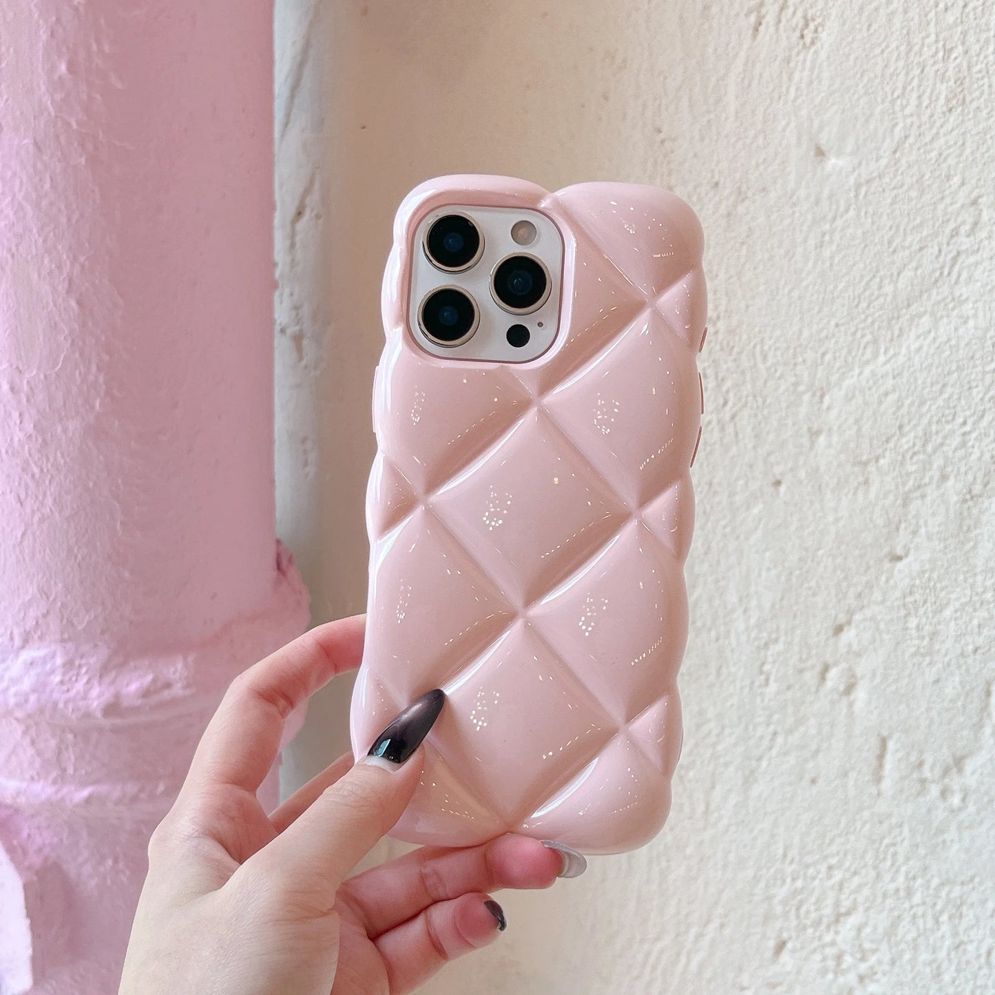 3D Luxury Diamond Lattice Air Cushion Color Plating Phone Case