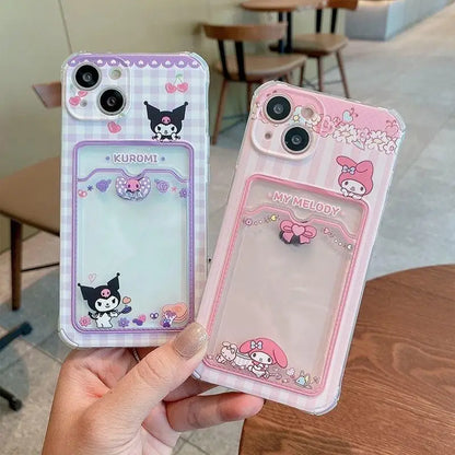 Kuromi Melody Card Holder Phone Case for iPhone