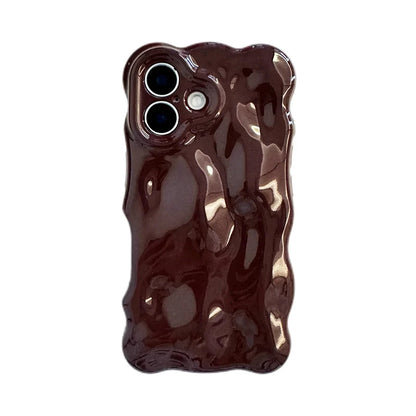 Wine Red Glossy Wave Pattern Phone Case