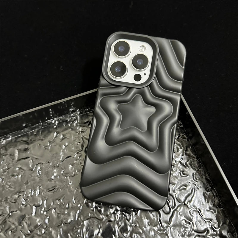 Fashion 3D Stars Wave Pattern Soft Silicone Phone Case