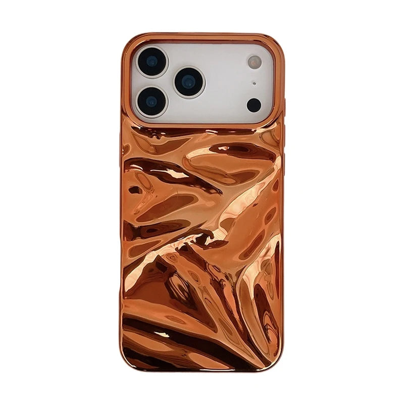 Luxury Plating Cosmic Orange 3D Water Ripple Pattern Phone Case